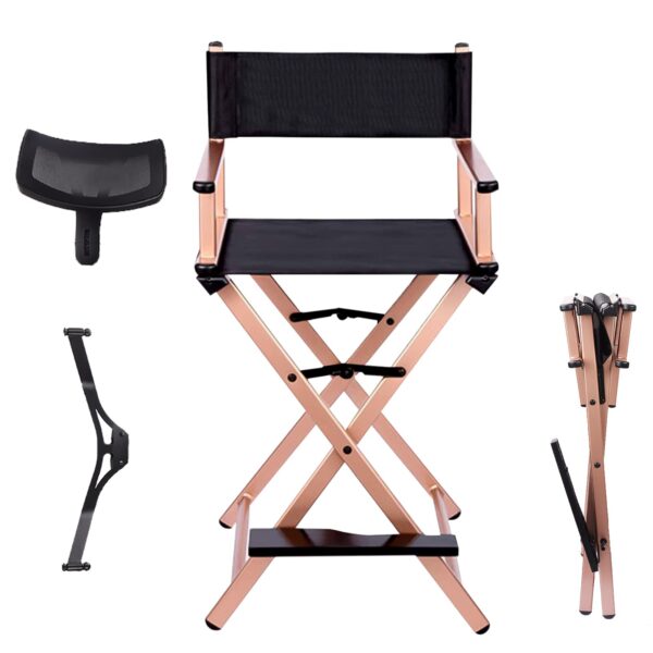 Foldable Professional Makeup Artist Director Stool Chair <p class="fs16 OpenSans-600-normal product-highlights-header">Product Highlights</p> <ul class="top-section-list" data-selenium="highlightList"> <li class="top-section-list-item">Bar-Height, Black Wood Chair</li> <li class="top-section-list-item">Heavy-Duty Shaped Legs with Footrest</li> <li class="top-section-list-item">Black 1000-Denier Cordura Seat</li> <li class="top-section-list-item">250 lb Weight Capacity</li> <li class="top-section-list-item">Folds Compactly</li> <li class="top-section-list-item">Slip Pocket on Back of Chair</li> </ul>