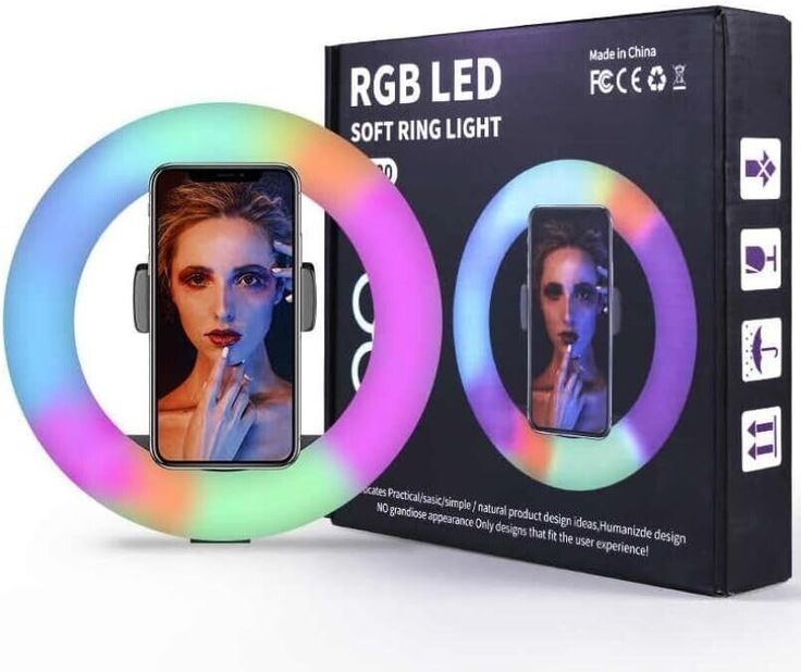ad RGB 3D 45 LED Soft Ring Light with 3 Phone…